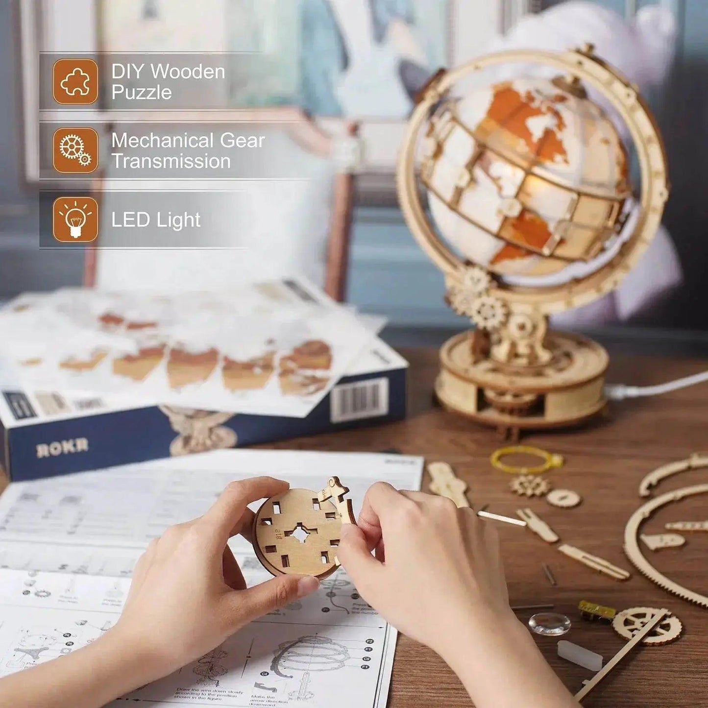  Robotime Rokr Luminous Wooden LED Light 180PCS Building Kits 3D Puzzle -  ToylandEU™
