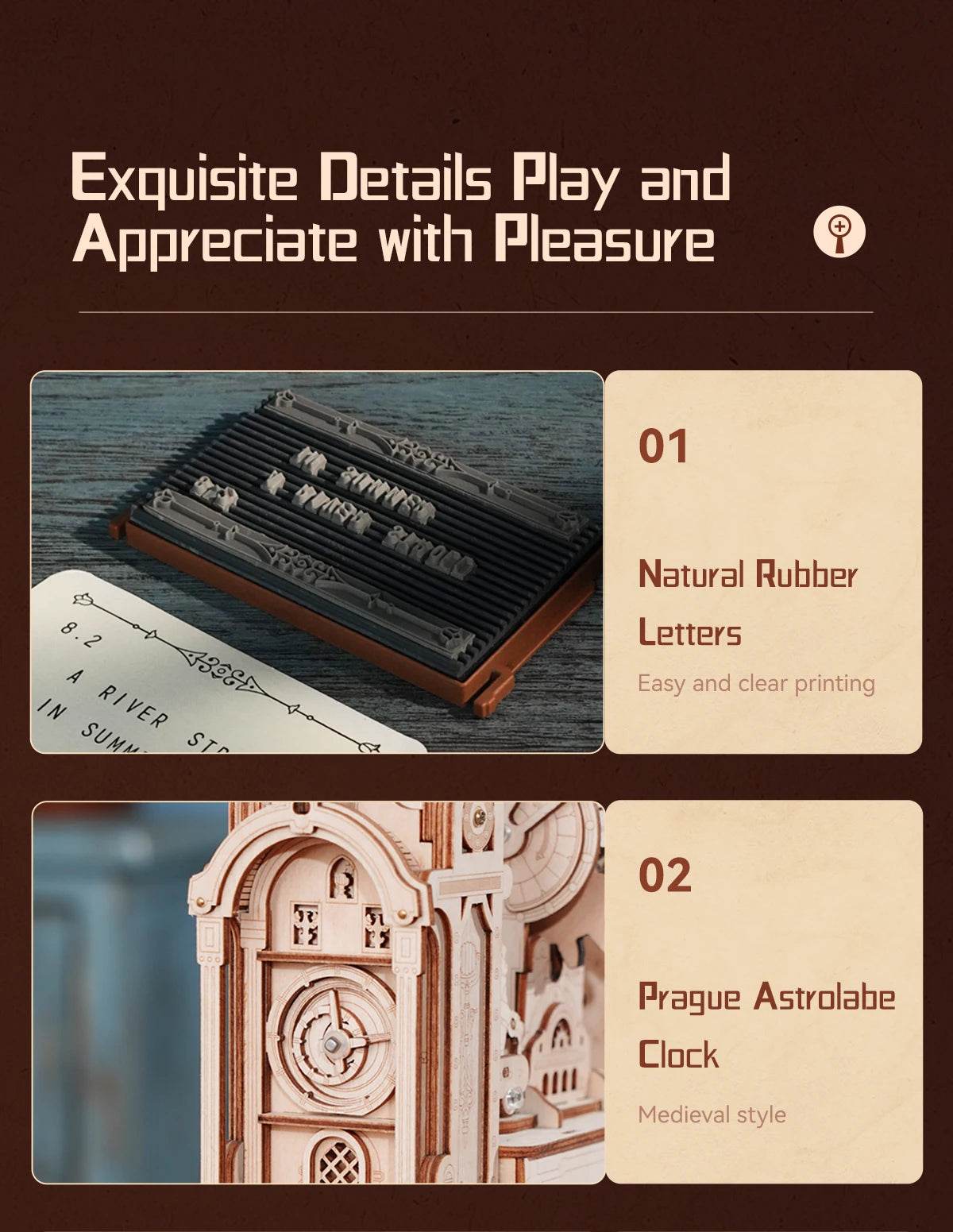 Robotime Rokr Printing Press 3D DIY Puzzle Gifts with LED Light 3D Puzzle - ToylandEU