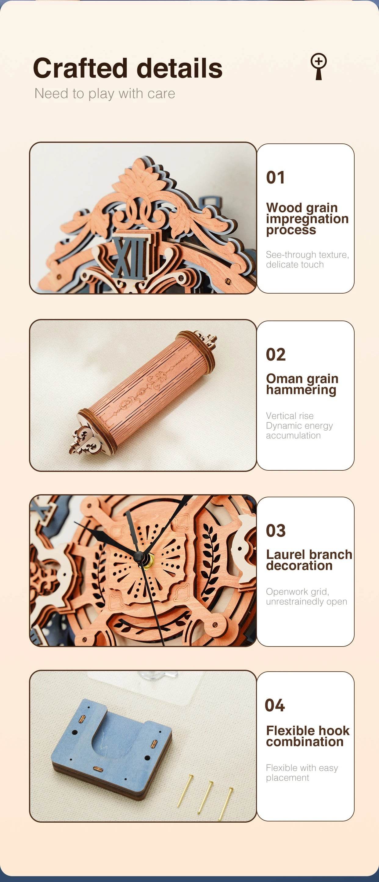 Robotime Rokr Romantic Note Wall Clock 3D Wooden Puzzle Set 3D Puzzle - ToylandEU