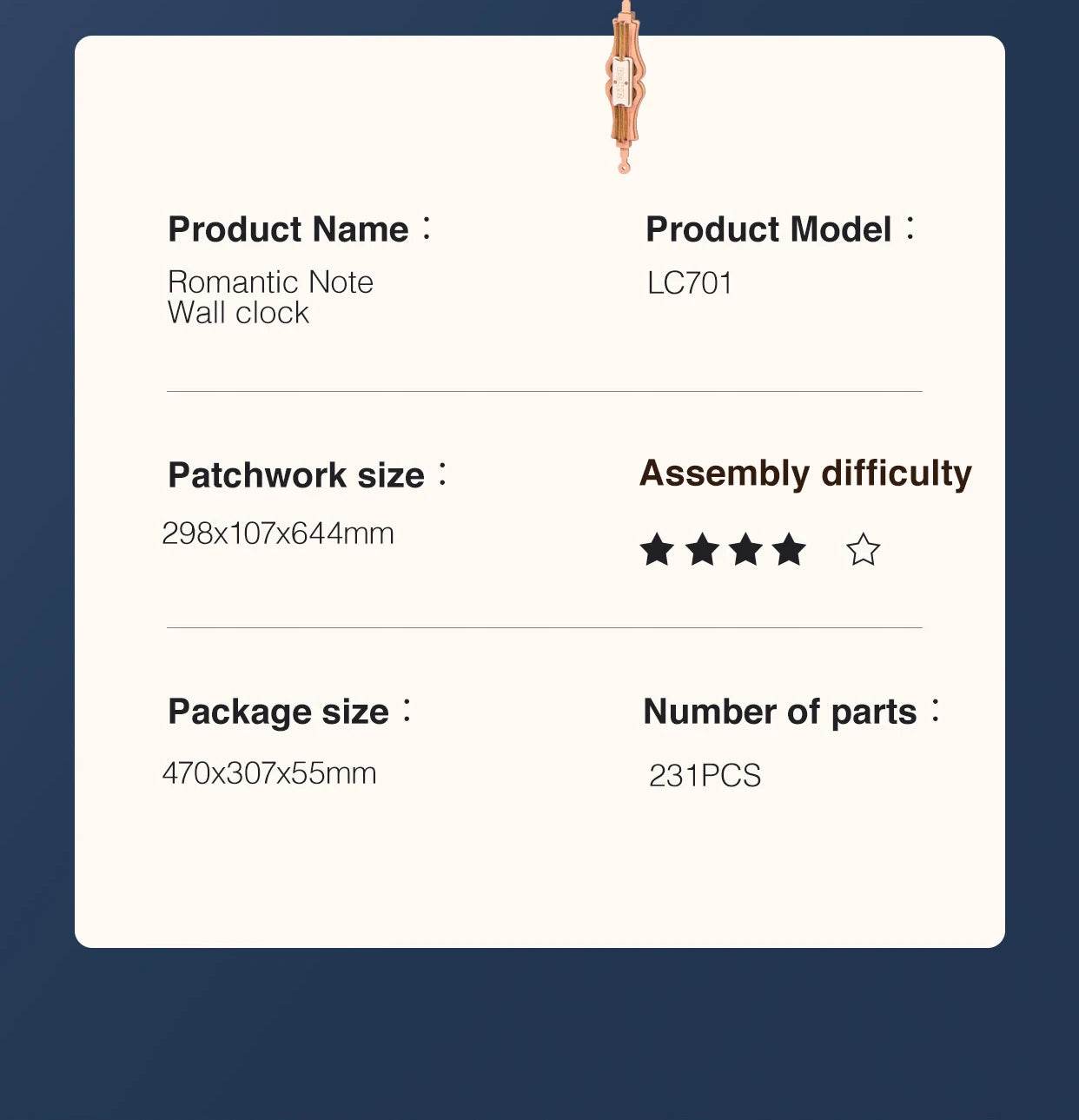 Robotime Rokr Romantic Note Wall Clock 3D Wooden Puzzle Set 3D Puzzle - ToylandEU