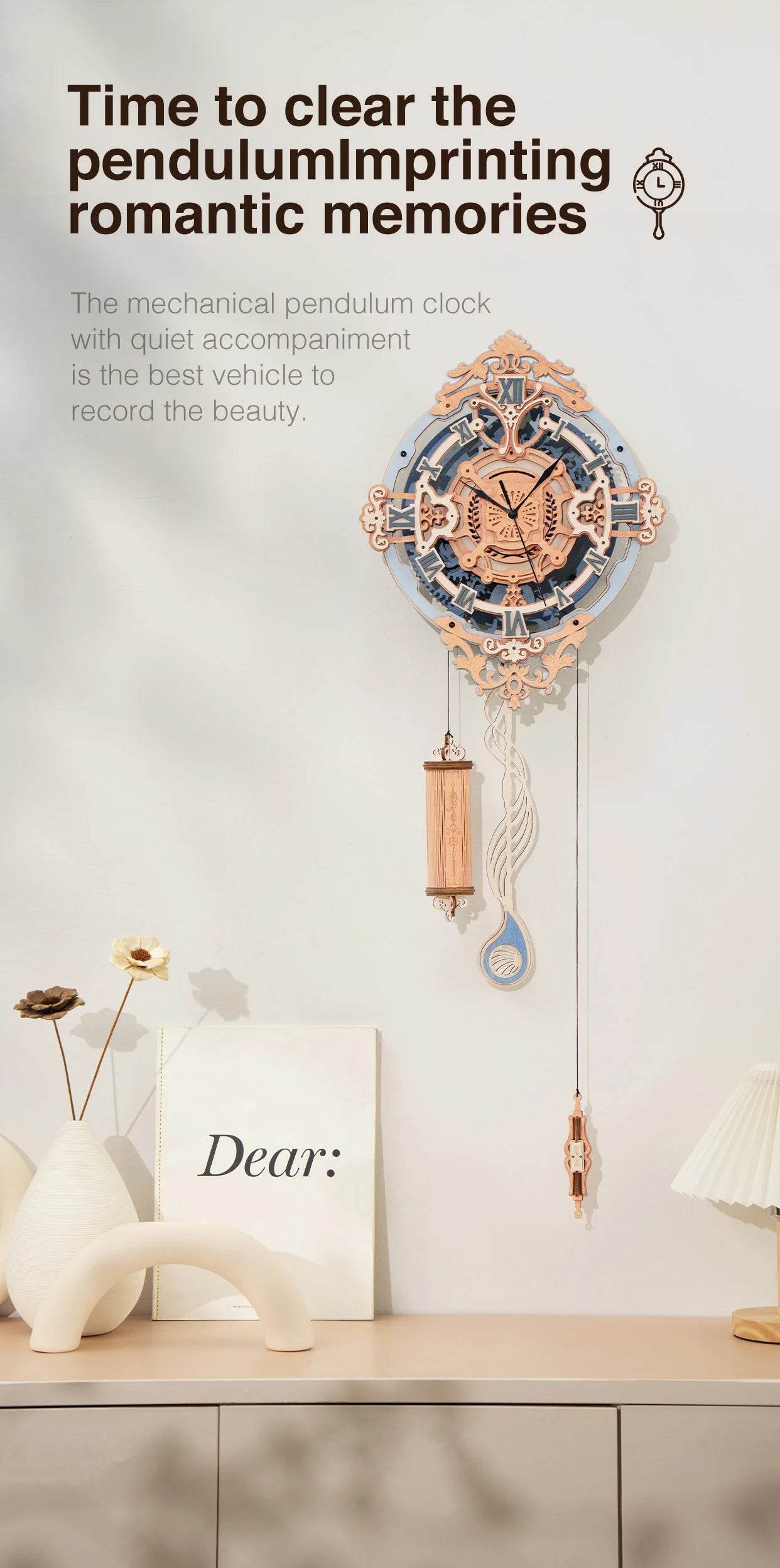 Robotime Rokr Romantic Note Wall Clock 3D Wooden Puzzle Set 3D Puzzle - ToylandEU