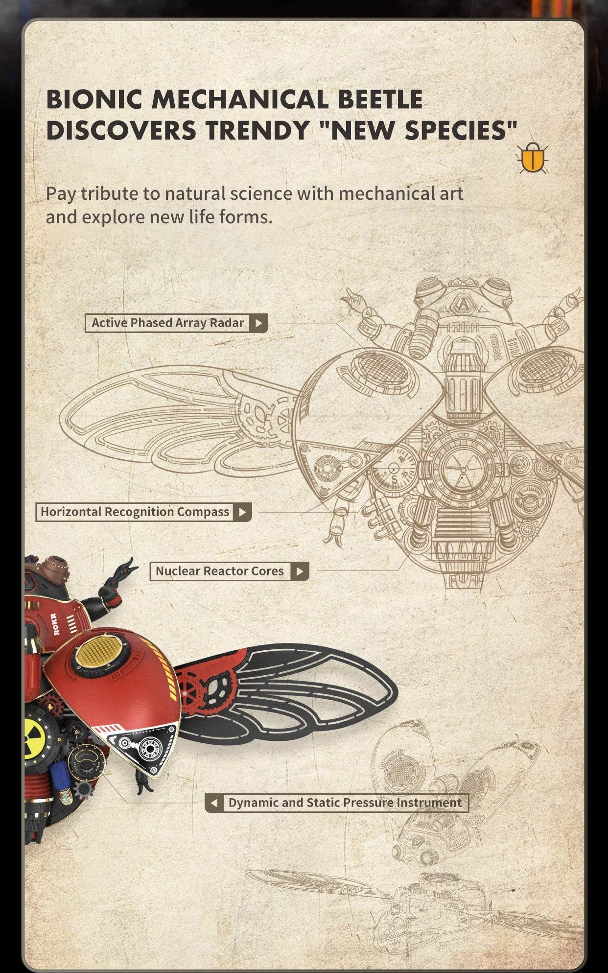 Robotime Rokr Scout Beetle MI02 3D Puzzle Easy Assembly 3D Puzzle - ToylandEU