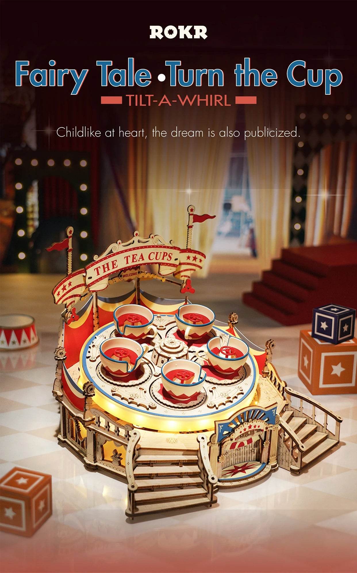 Robotime Rokr Tilt-A-Whirl The Tea Cup Amusement Park 3D Puzzle 3D Puzzle - ToylandEU