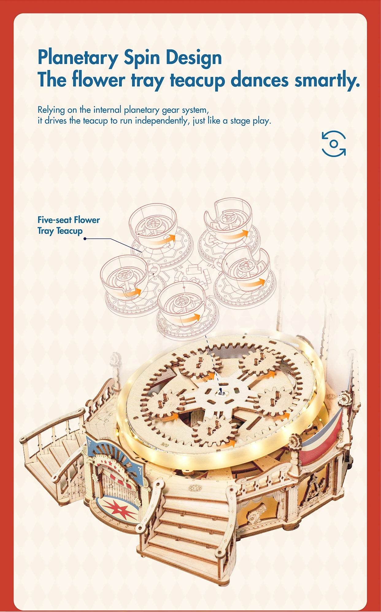 Robotime Rokr Tilt-A-Whirl The Tea Cup Amusement Park 3D Puzzle 3D Puzzle - ToylandEU