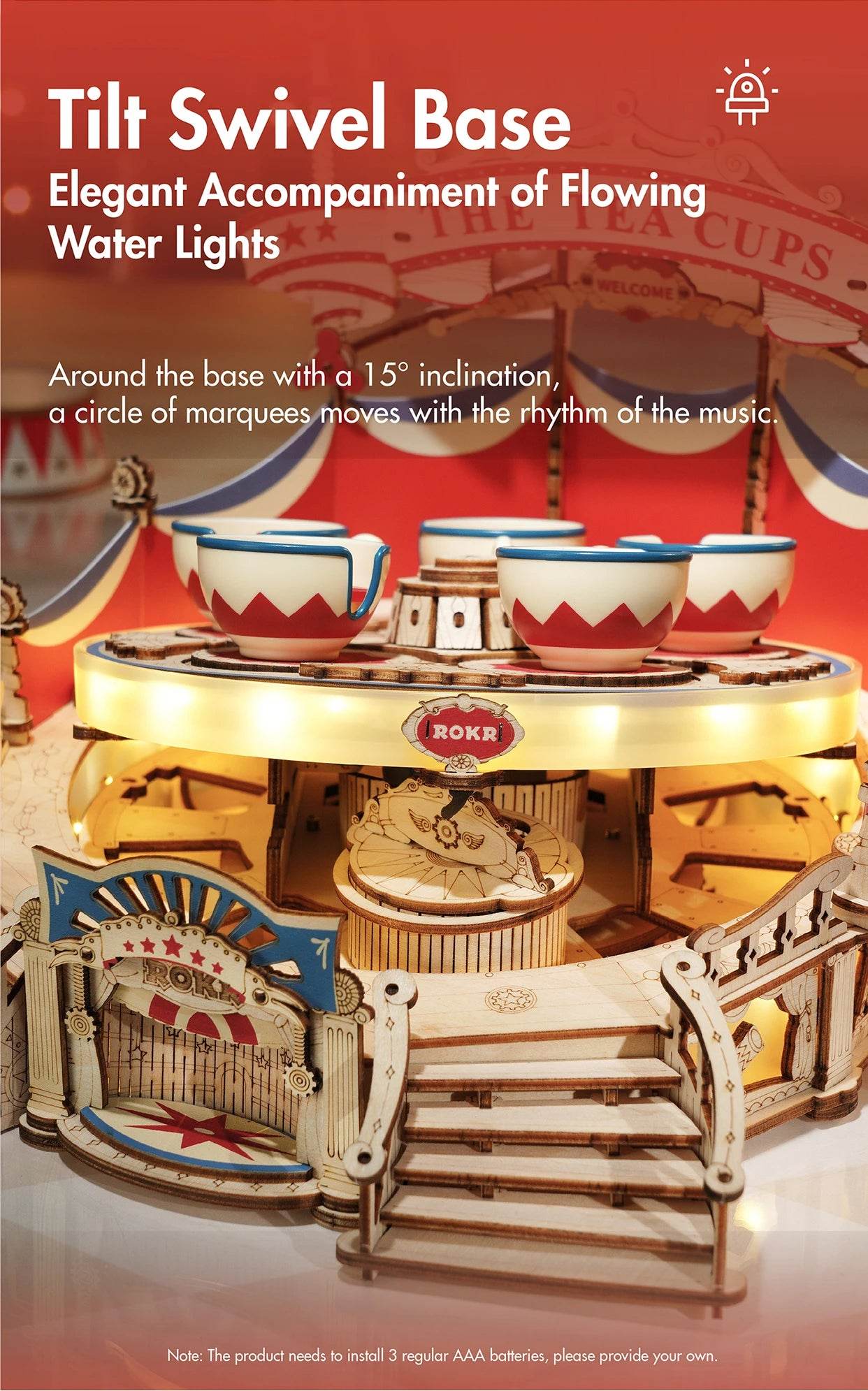 Robotime Rokr Tilt-A-Whirl The Tea Cup Amusement Park 3D Puzzle 3D Puzzle - ToylandEU