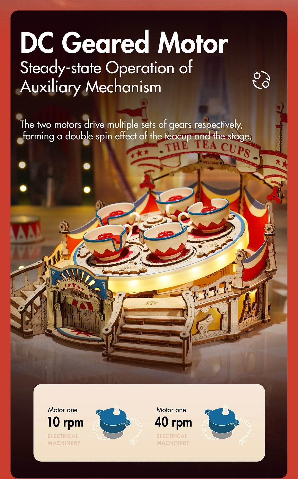 Robotime Rokr Tilt-A-Whirl The Tea Cup Amusement Park 3D Puzzle 3D Puzzle - ToylandEU