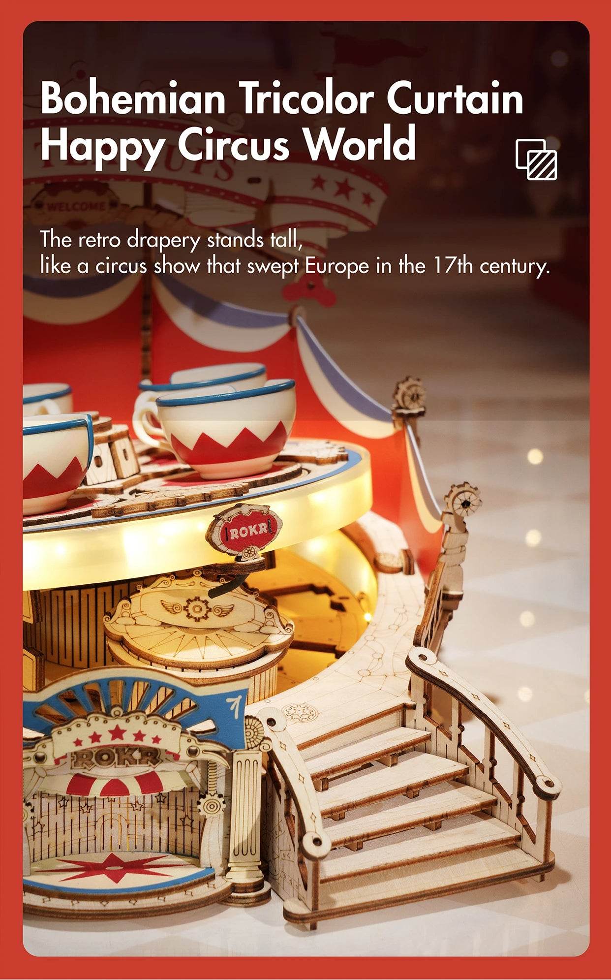 Robotime Rokr Tilt-A-Whirl The Tea Cup Amusement Park 3D Puzzle 3D Puzzle - ToylandEU