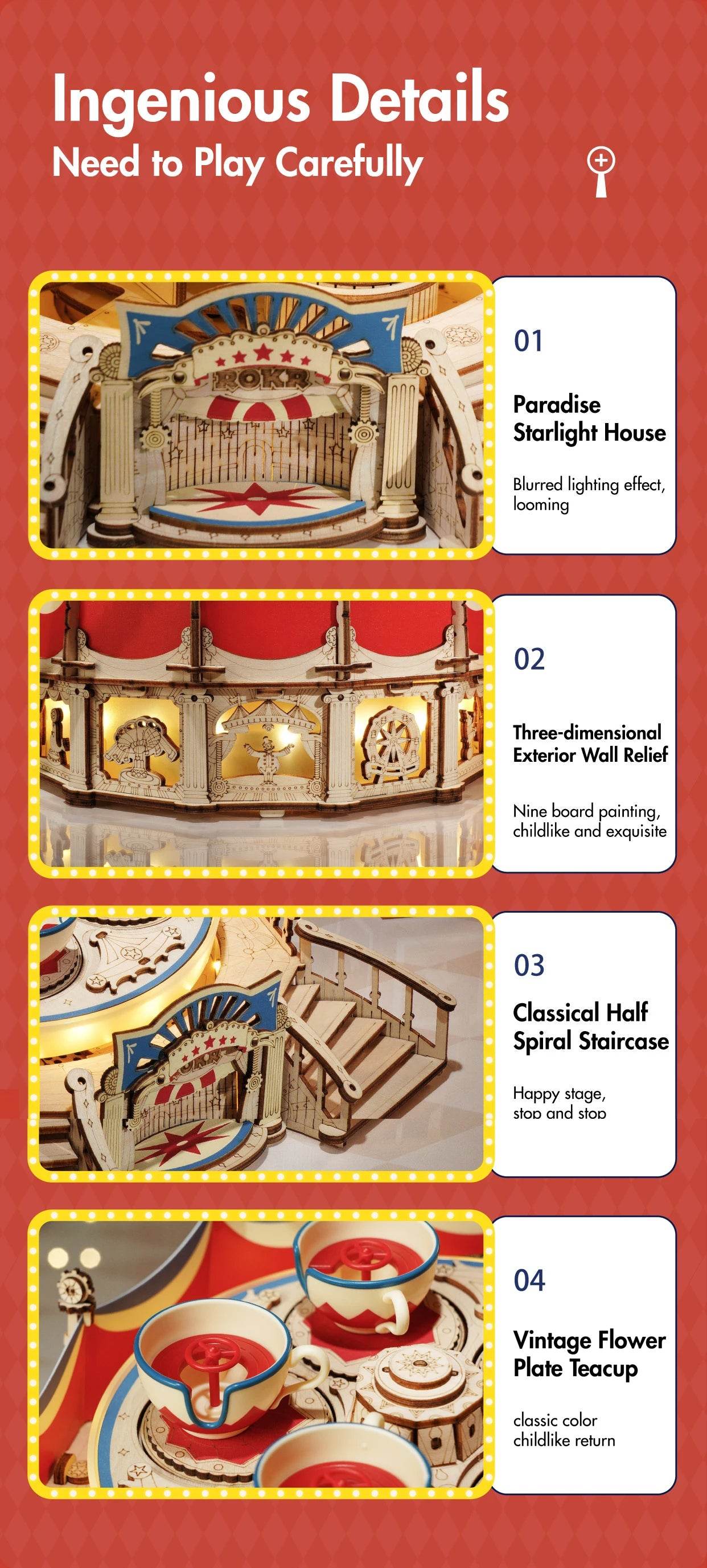 Robotime Rokr Tilt-A-Whirl The Tea Cup Amusement Park 3D Puzzle 3D Puzzle - ToylandEU