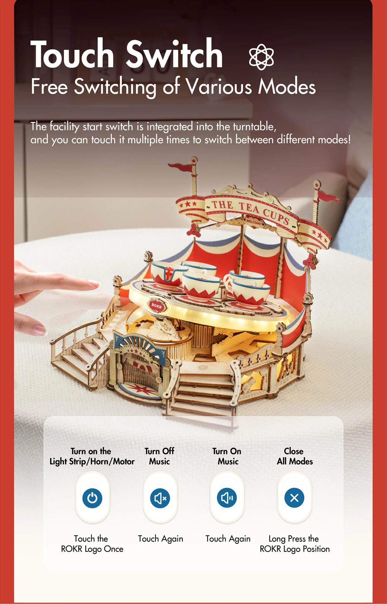 Robotime Rokr Tilt-A-Whirl The Tea Cup Amusement Park 3D Puzzle 3D Puzzle - ToylandEU