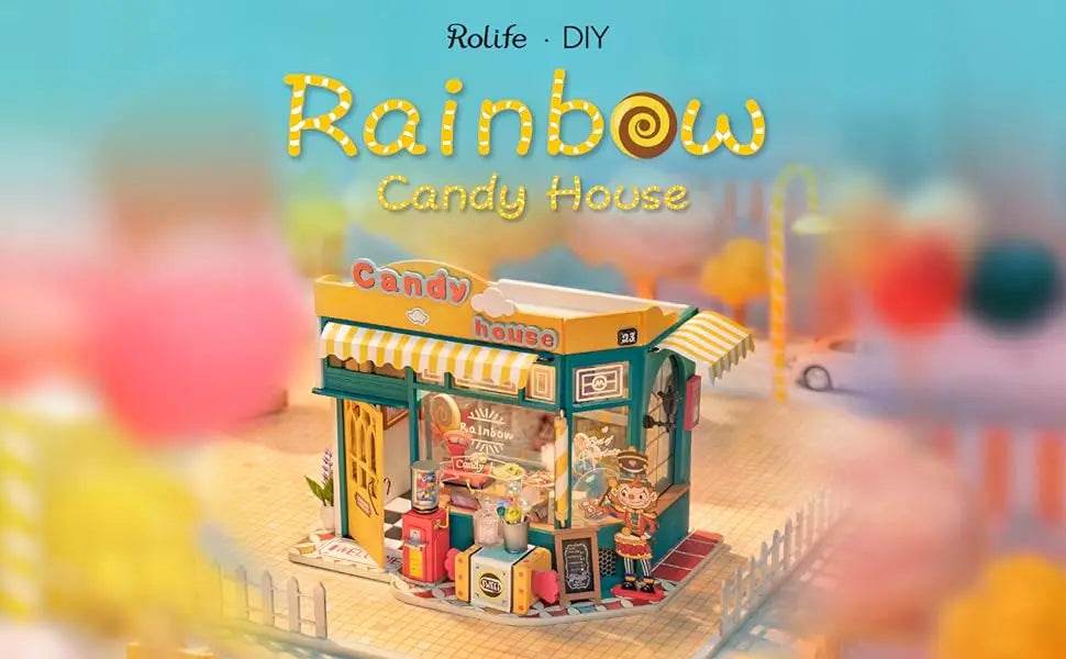 Robotime Rolife DIY Diorama Mini Dollhouse Rainbow Candy House 3D Puzzle - ToylandEU