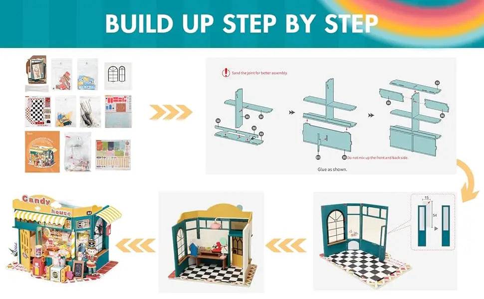 Robotime Rolife DIY Diorama Mini Dollhouse Rainbow Candy House 3D Puzzle - ToylandEU