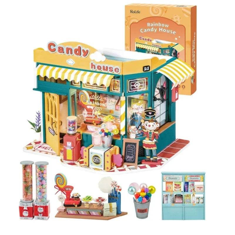 Robotime Rolife DIY Diorama Mini Dollhouse Rainbow Candy House 3D Puzzle - ToylandEU