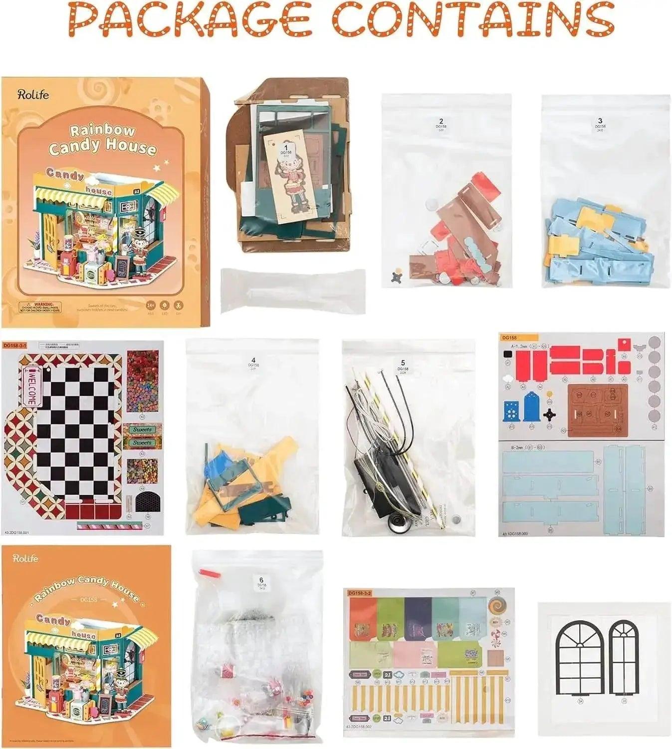  Robotime Rolife DIY Mini Dollhouse Rainbow Candy House Kit -  ToylandEU™