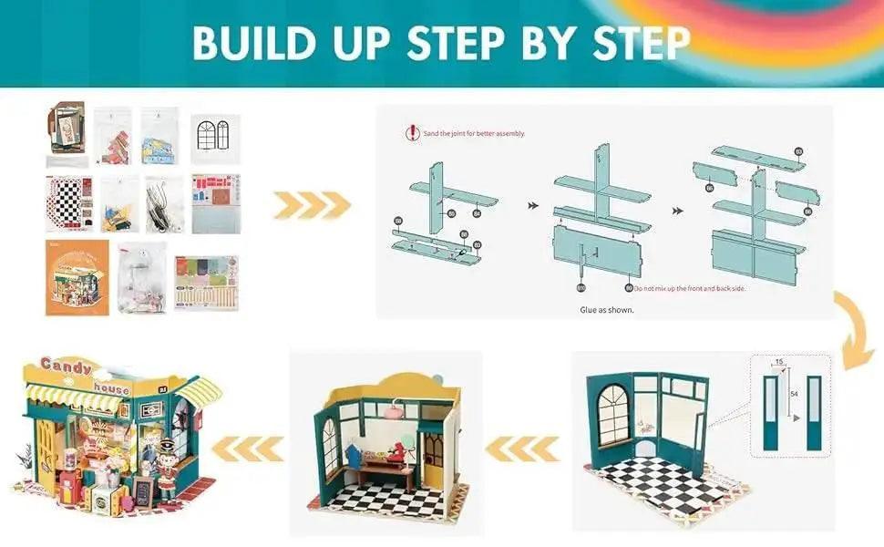  Robotime Rolife DIY Mini Dollhouse Rainbow Candy House Kit -  ToylandEU™