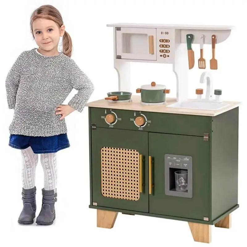  Robud Kids Kitchen Play Set Vintage Green Wooden Toy -  ToylandEU™