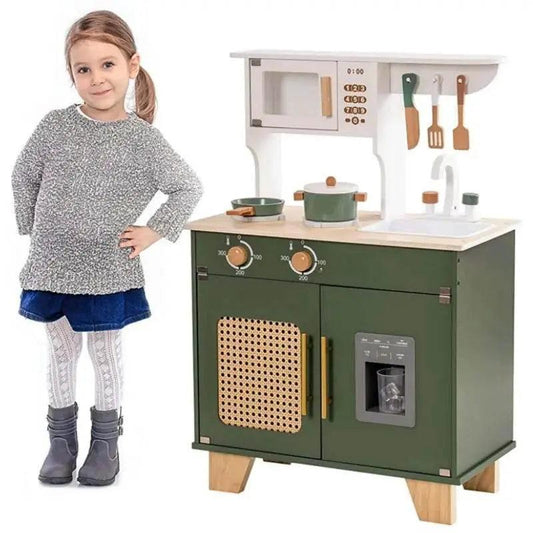  Robud Kids Kitchen Play Set Vintage Green Wooden Toy -  ToylandEU™
