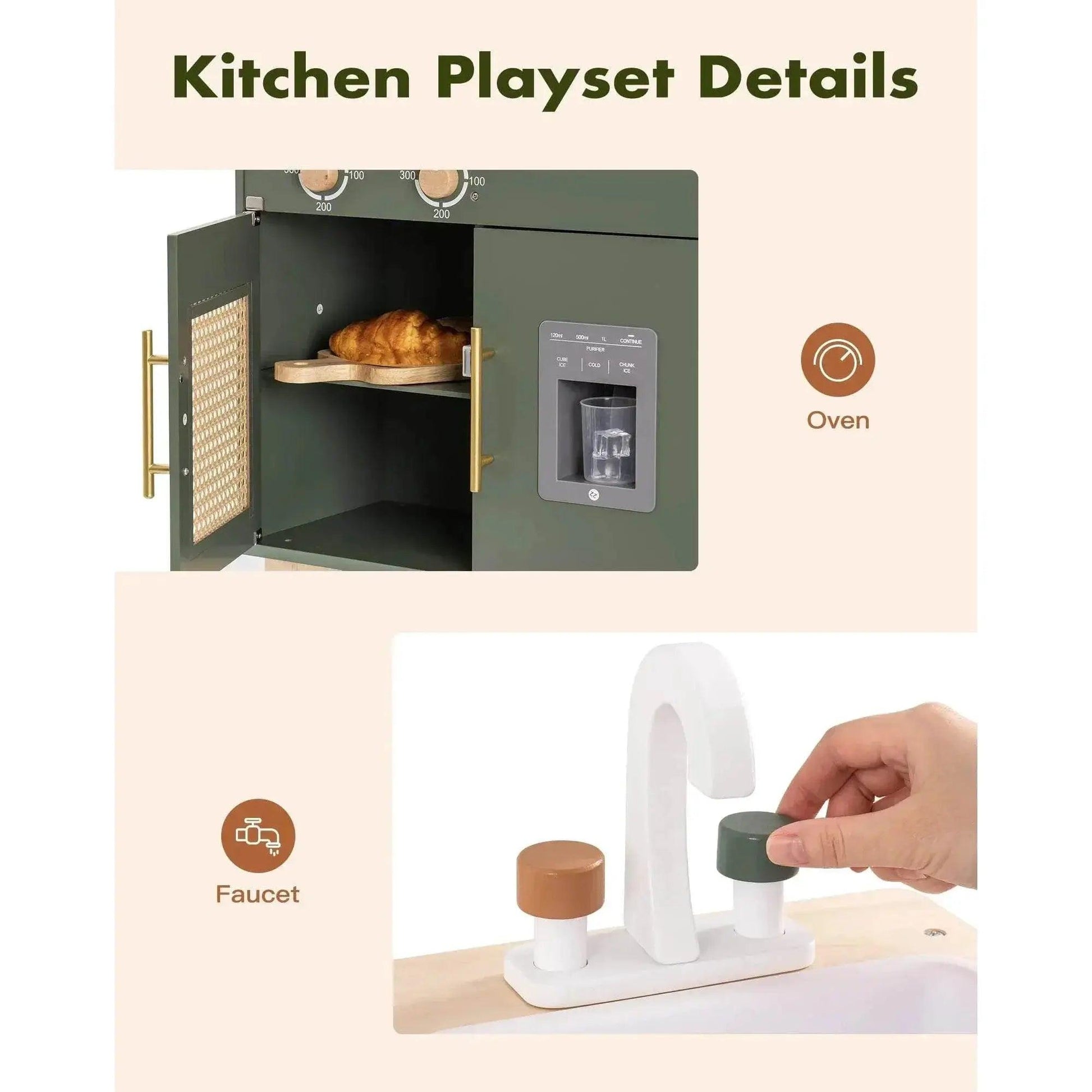  Robud Kids Kitchen Play Set Vintage Green Wooden Toy -  ToylandEU™