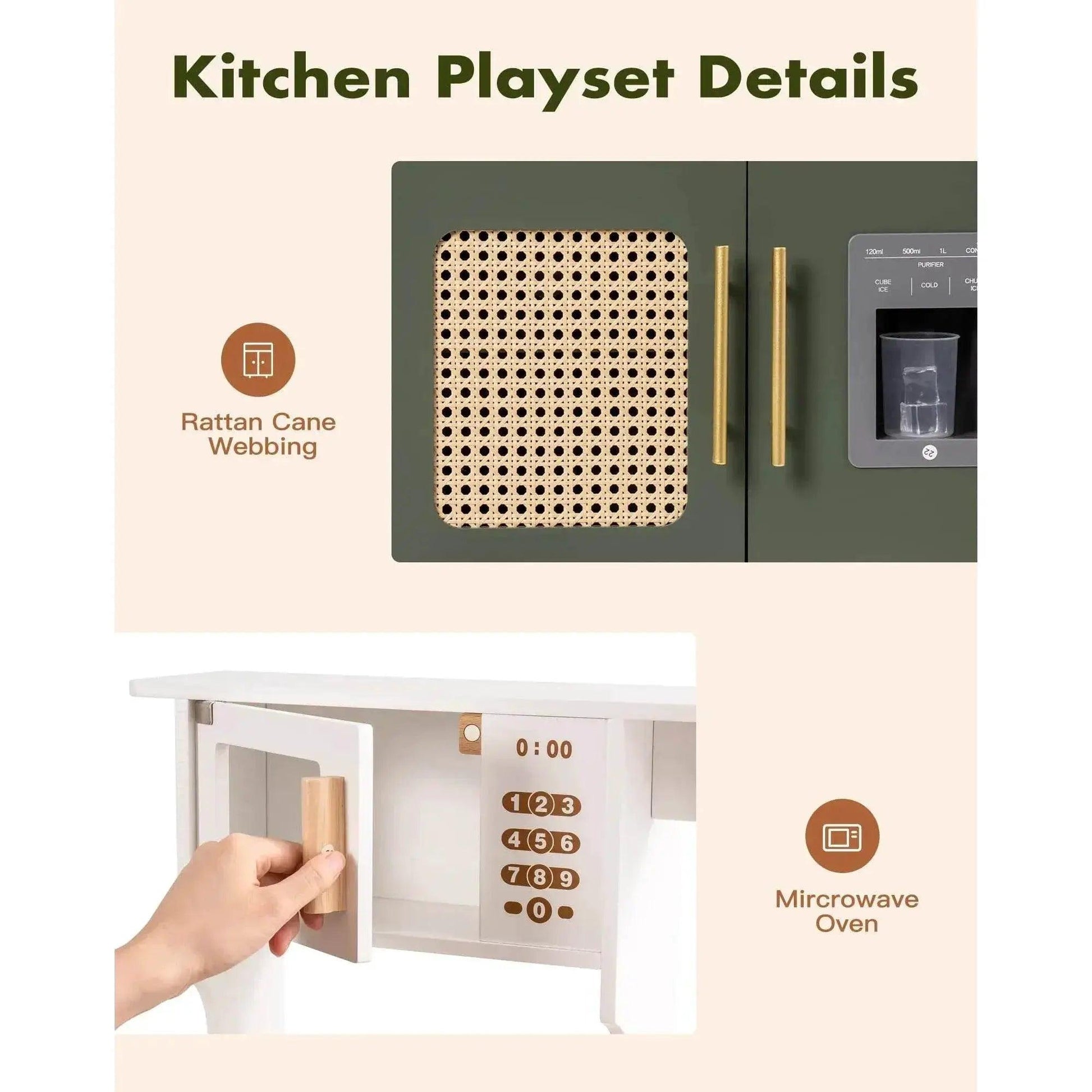  Robud Kids Kitchen Play Set Vintage Green Wooden Toy -  ToylandEU™