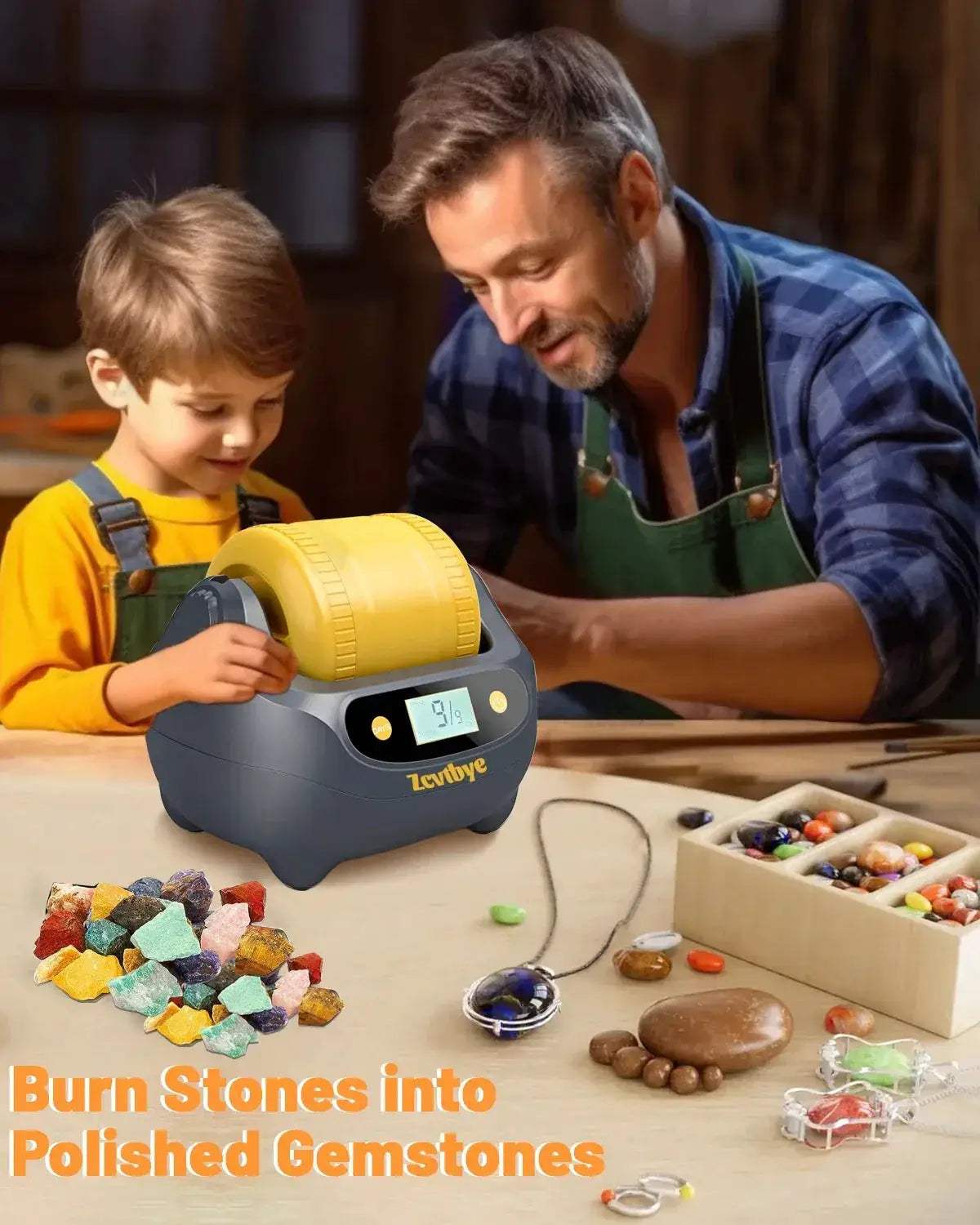 Rock Tumbler Kit For Polishing Stones With 4 Grits - ToylandEU