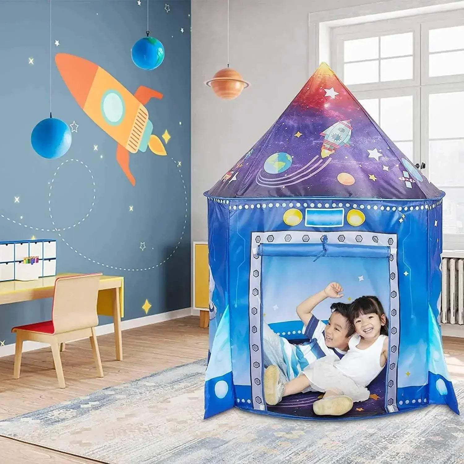 Rocket Ship Kids Tent Pop Up Play Toy Tent for Children - ToylandEU