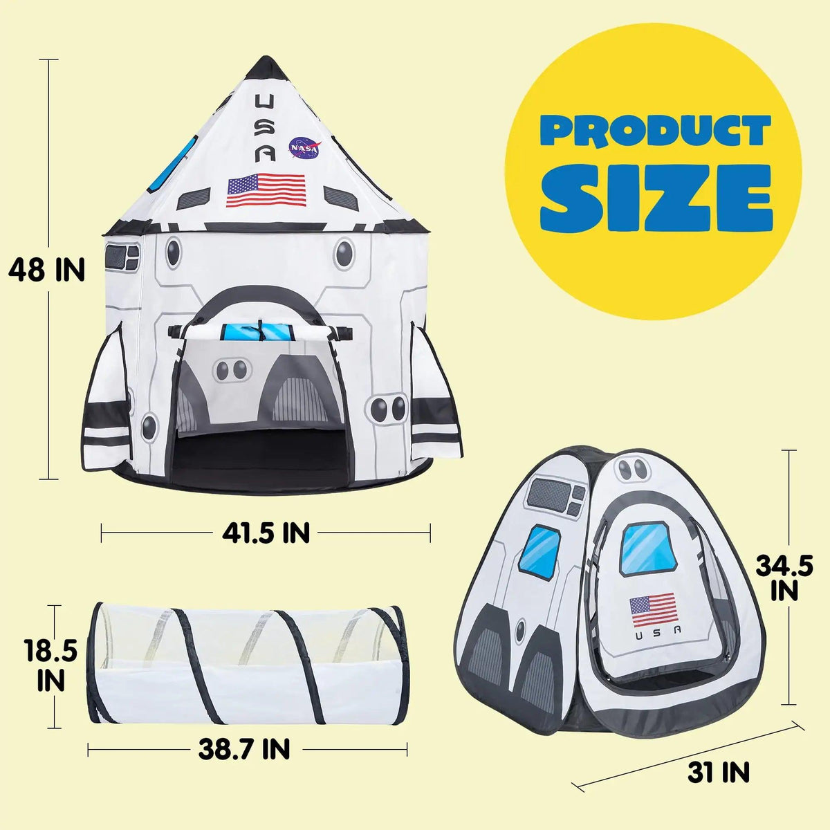 Rocket Ship Play Tent Set| Tunnel Included | Toylandeu