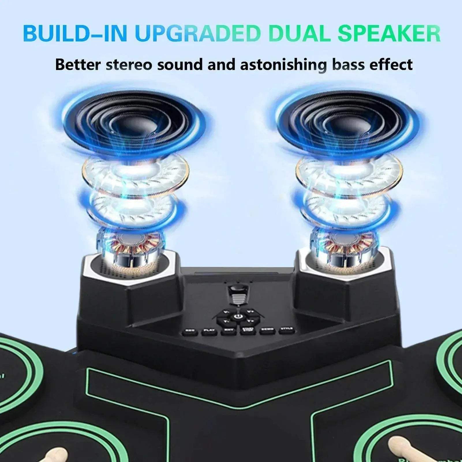 Roll Up Bluetooth Portable Electronic Drum Set With Led Lights - ToylandEU
