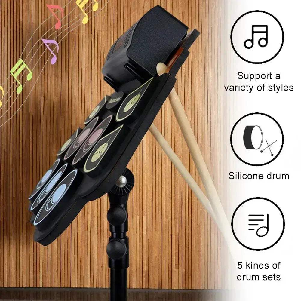 Roll Up Electronic Drum Set With 9 Pads And Pedals - ToylandEU