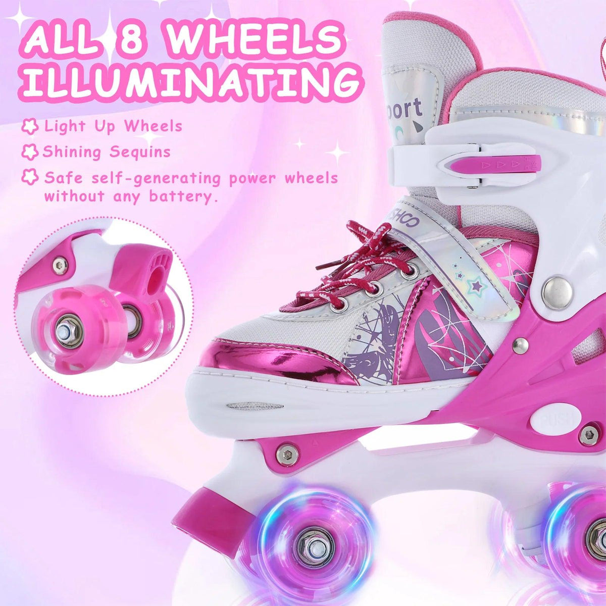 Roller Skates | 4 Size Adjustable | Toylandeu™