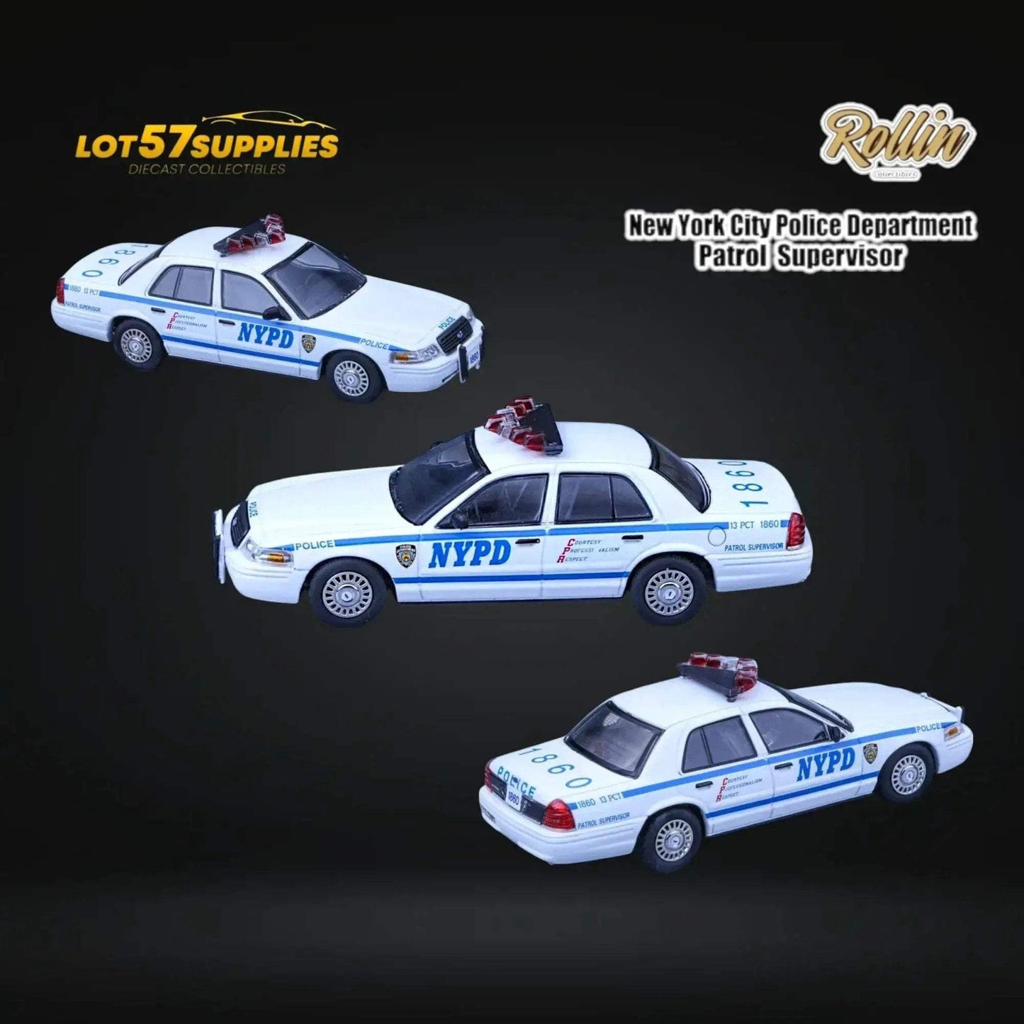 Rollin Ford Crown Victoria NYPD Patrol Supervisor 1:64 - ToylandEU