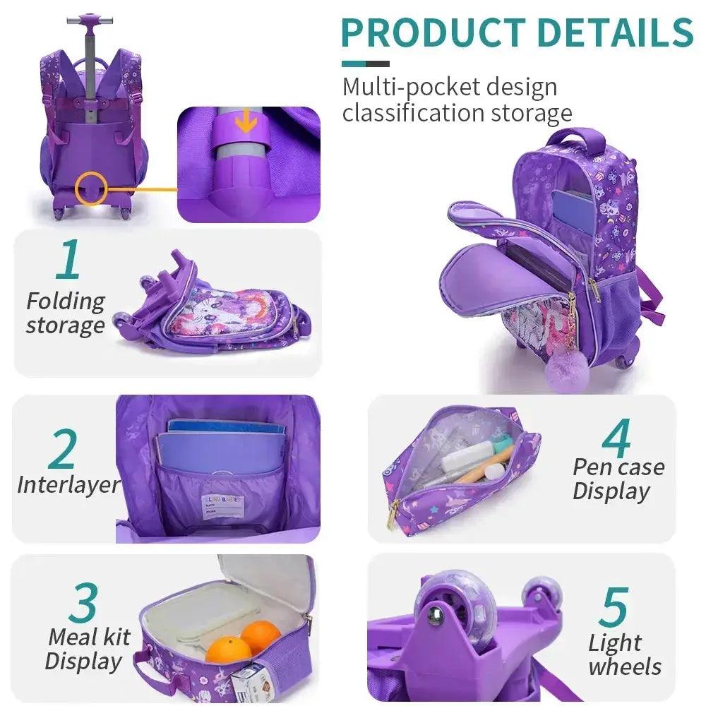  Rolling Backpack For Girls Sequin Cat Design -  ToylandEU™