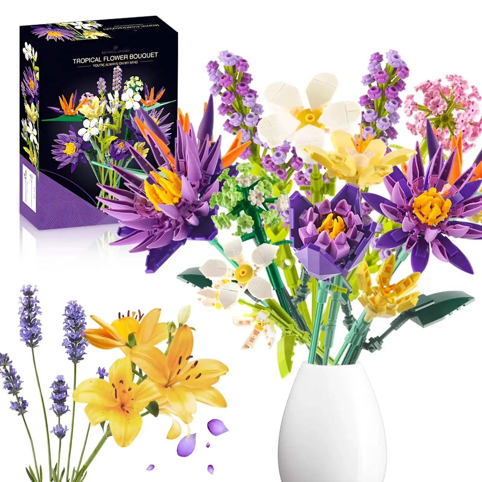 Romantic Flower Bouquet Building Blocks For Creative Desktop Decor - ToylandEU