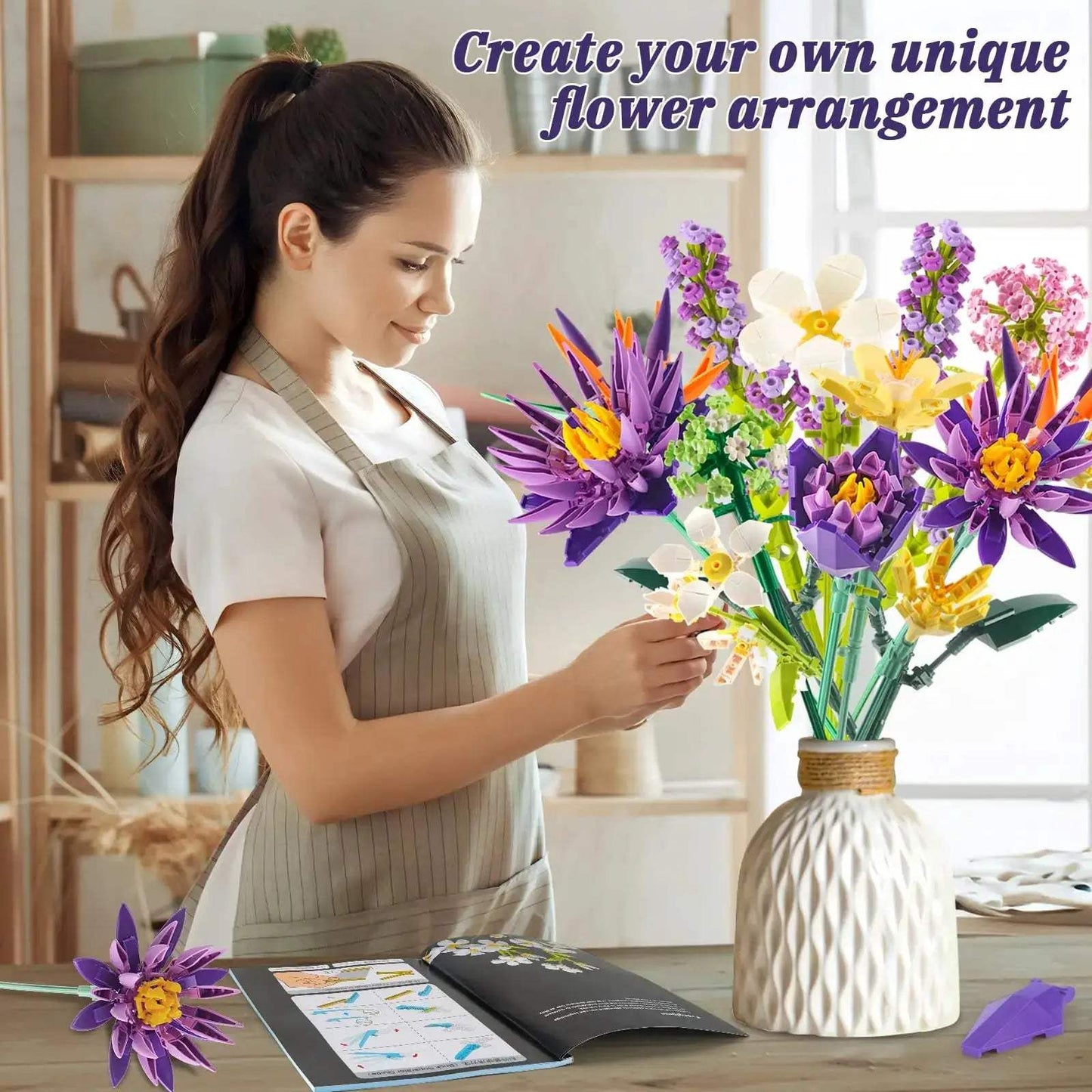 Romantic Flower Bouquet Building Blocks For Creative Desktop Decor - ToylandEU