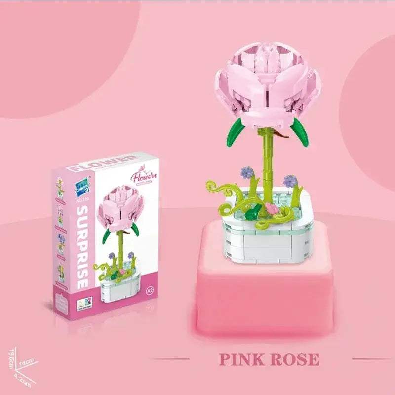 Romantic Flower Bouquet Building Blocks Set Sunflower Tulip Desktop Decor - ToylandEU
