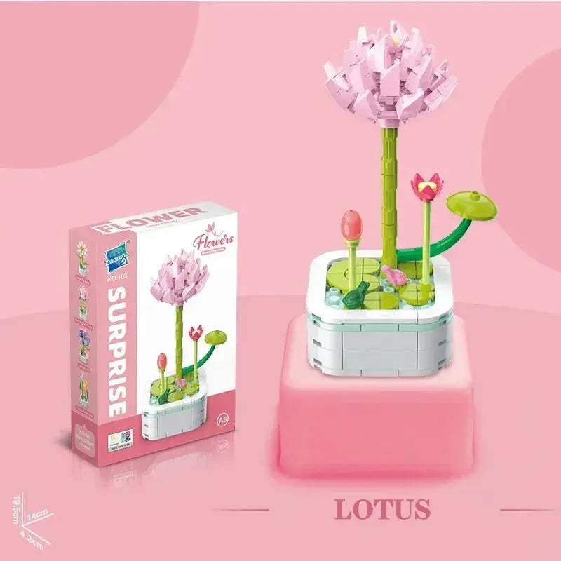 Romantic Flower Bouquet Building Blocks Set Sunflower Tulip Desktop Decor - ToylandEU
