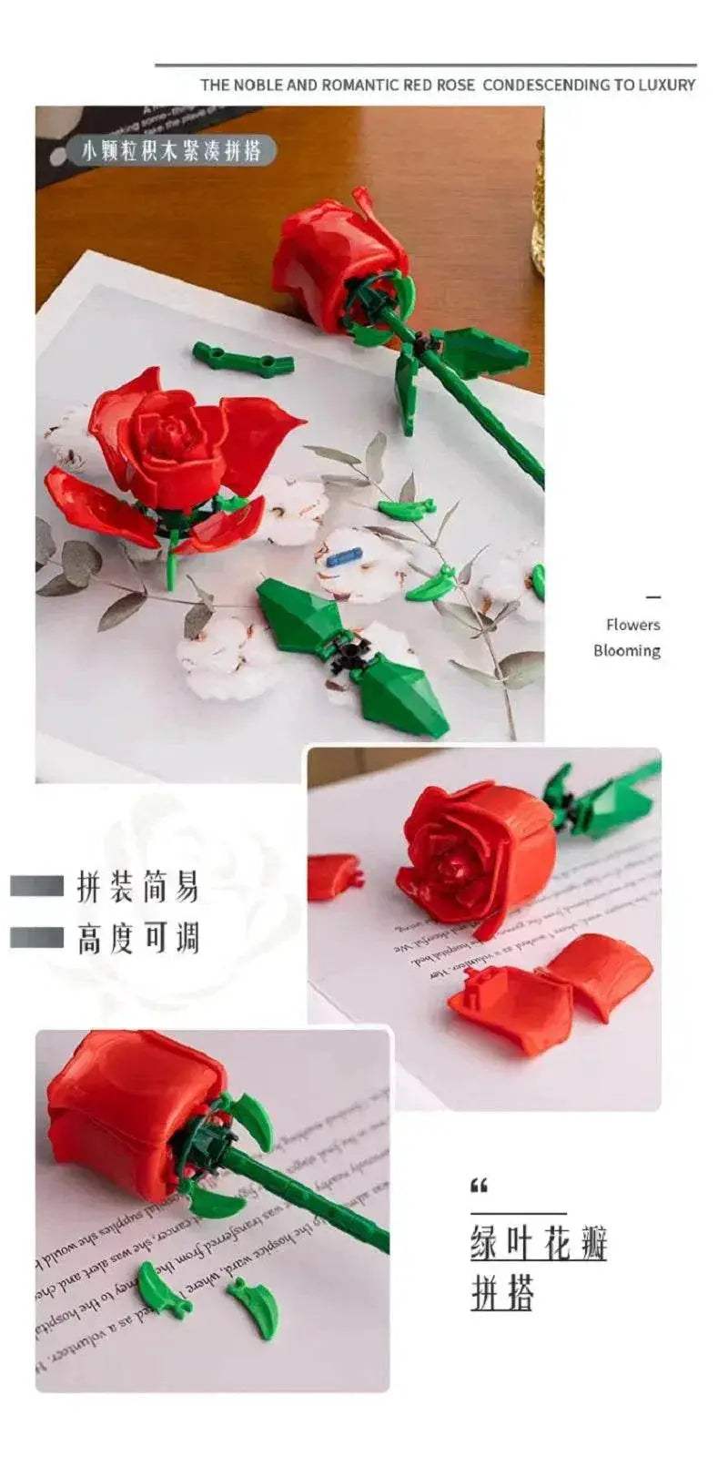Romantic Rose Flower Bouquet Building Block Eternal Model - ToylandEU