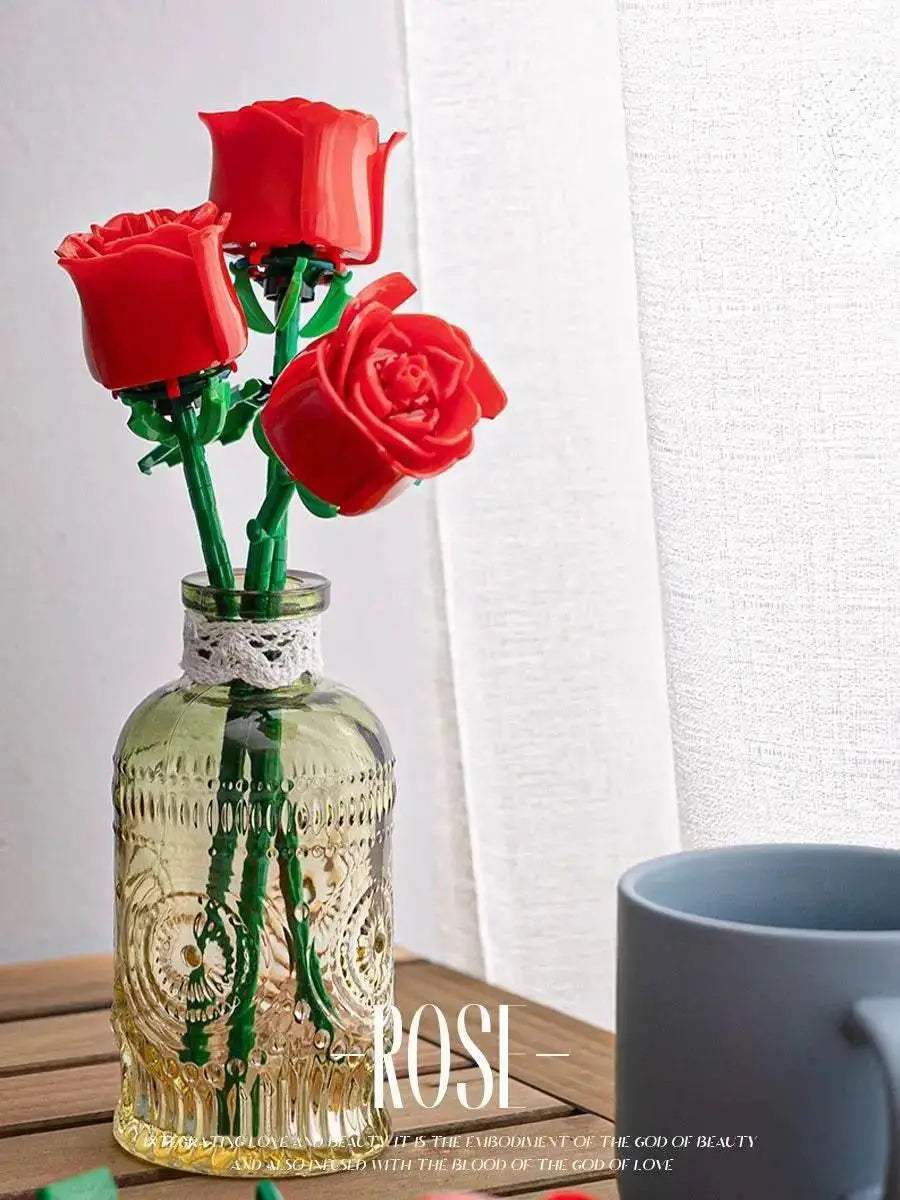 Romantic Rose Flower Bouquet Building Block Eternal Model - ToylandEU