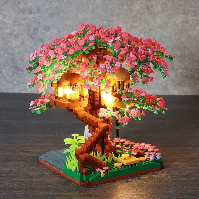 Romantic Sakura Tree Blocks With Light Gift For Girlfriend - ToylandEU