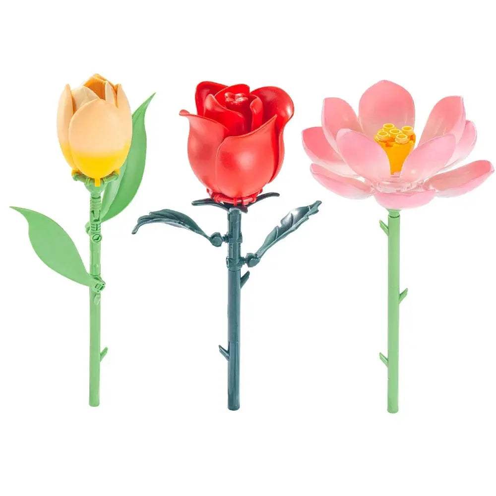 Building Blocks Ideas MOC Romantic Bouquet Tulips Rose Flower Bricks Home House Decoration Toys DIY Creative Gift for Friend - ToylandEU