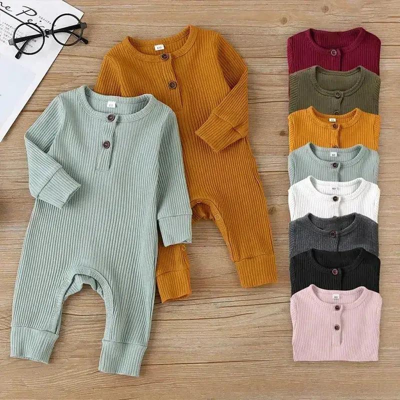  Spring Autumn Newborn Infant Baby Boys Girls Full Sleeve Rib Cotton Romper Playsuit Jumpsuit -  ToylandEU™