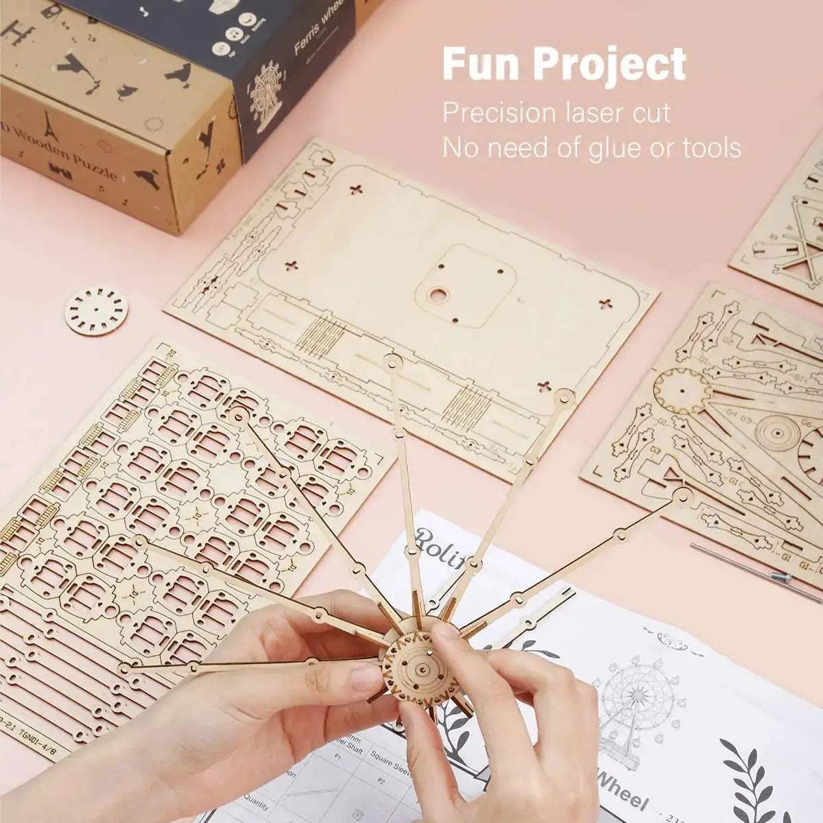  Rotatable 3D Ferris Wheel Wooden Model Kit CE Certified -  ToylandEU™