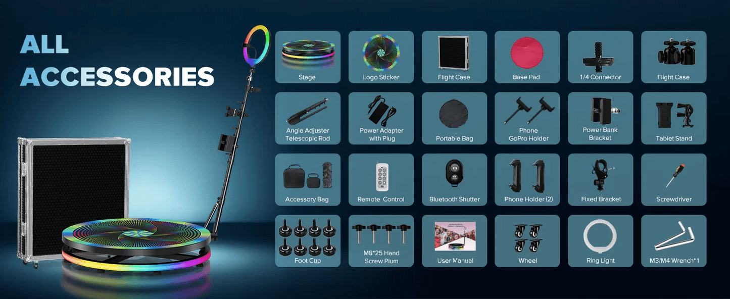 Rotating 360 Photo Booth Machine for Video App Control - ToylandEU