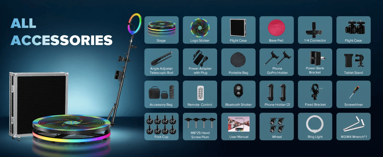 Rotating 360 Photo Booth Machine for Video App Control - ToylandEU