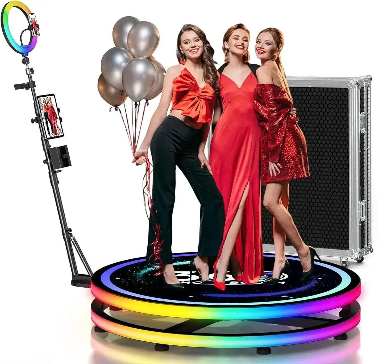 Rotating 360 Photo Booth With App Control RGB Ring Light - ToylandEU