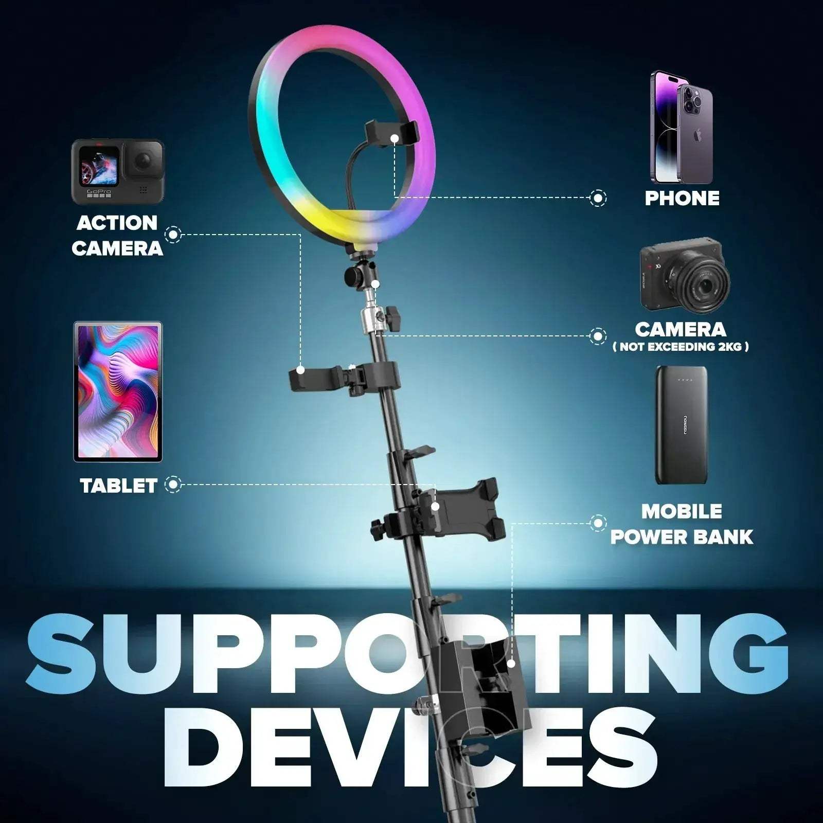 Rotating 360 Photo Booth With App Control RGB Ring Light - ToylandEU