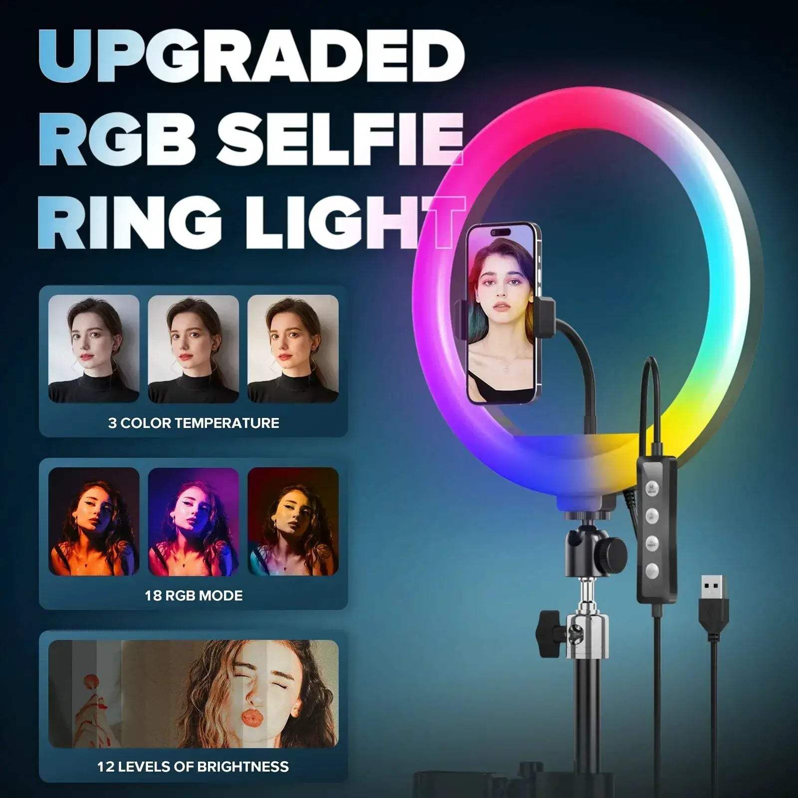 Rotating 360 Photo Booth With App Control RGB Ring Light - ToylandEU