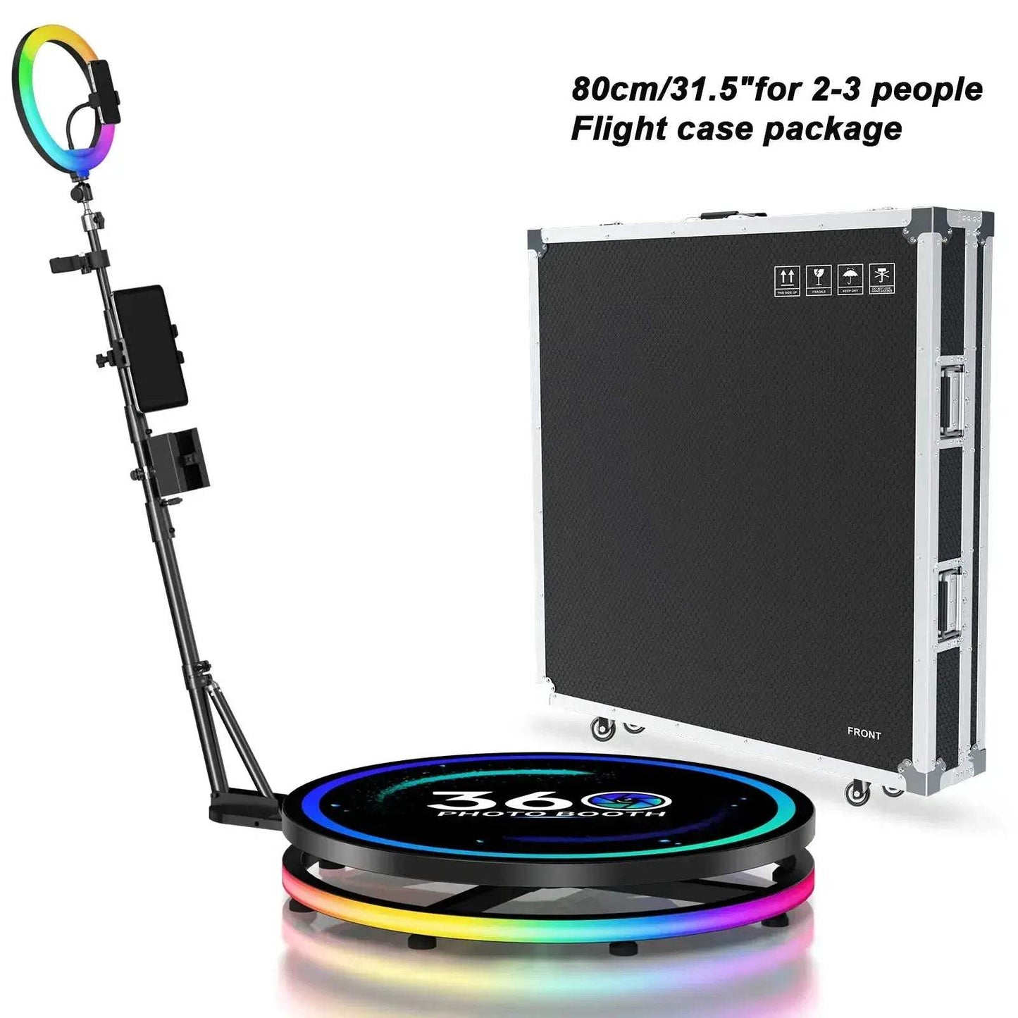 Rotating 360 Photo Booth With App Control RGB Ring Light - ToylandEU