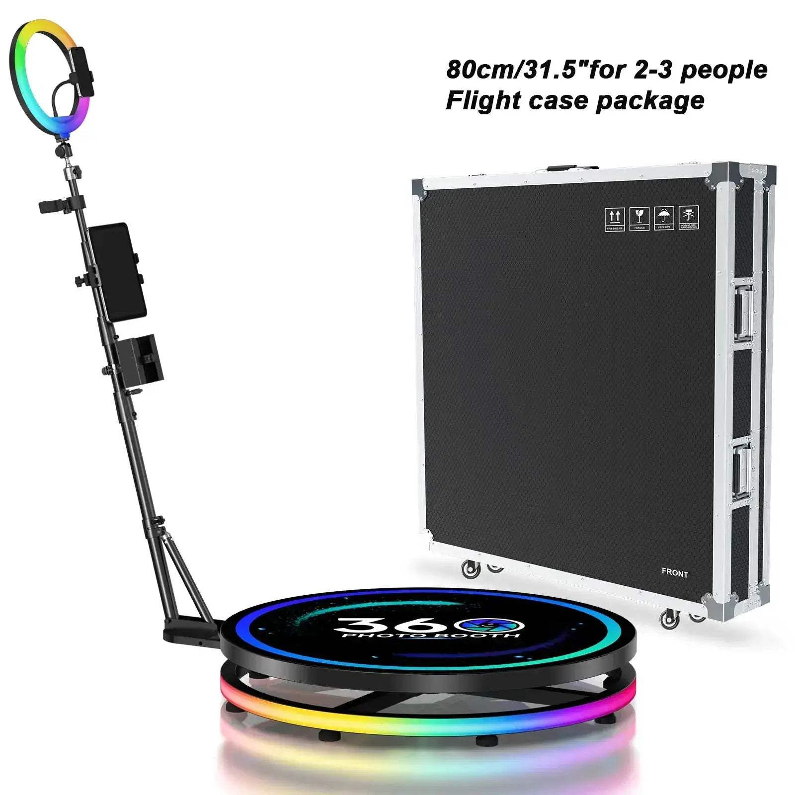 Rotating 360 Photo Booth With App Control RGB Ring Light - ToylandEU