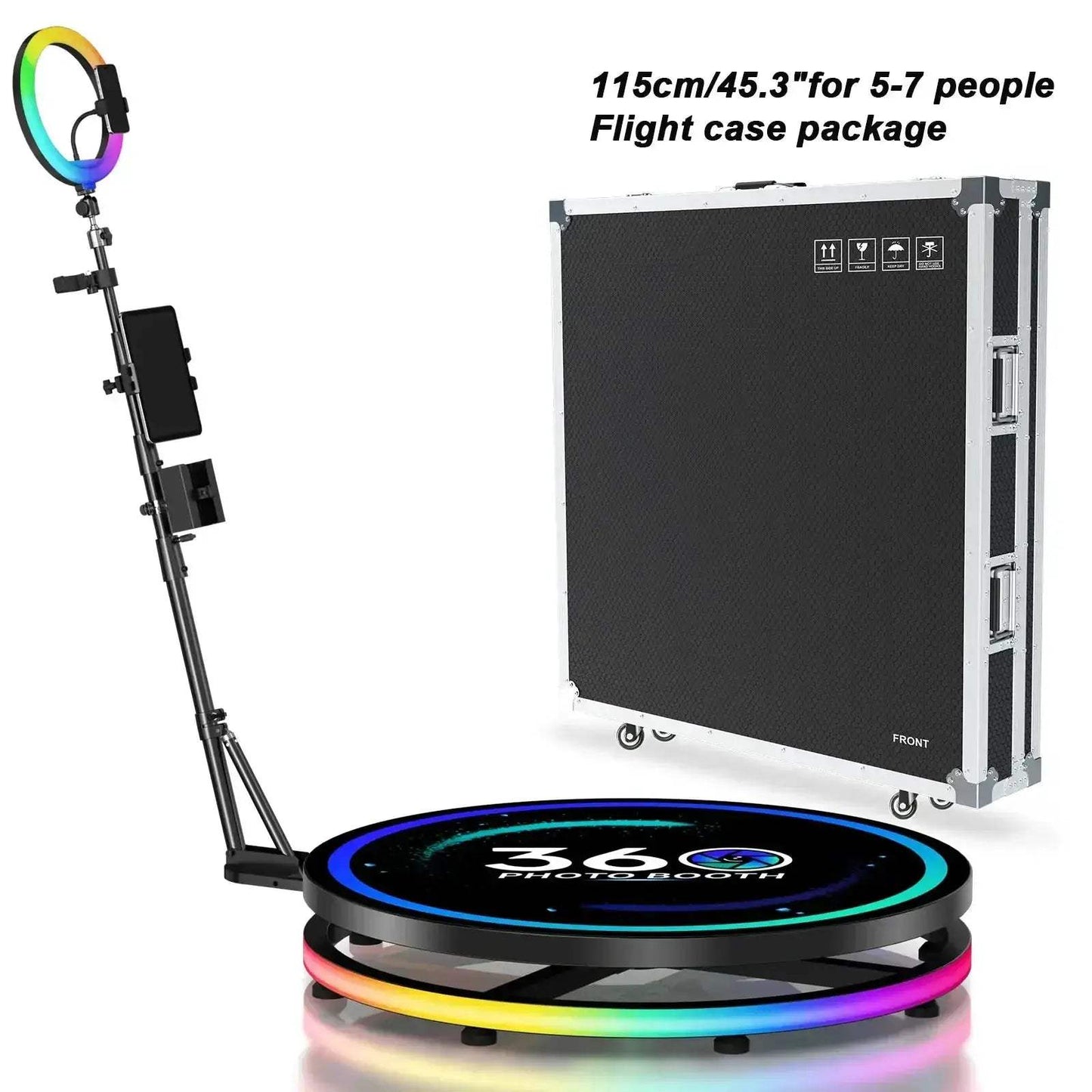 Rotating 360 Photo Booth With App Control RGB Ring Light - ToylandEU