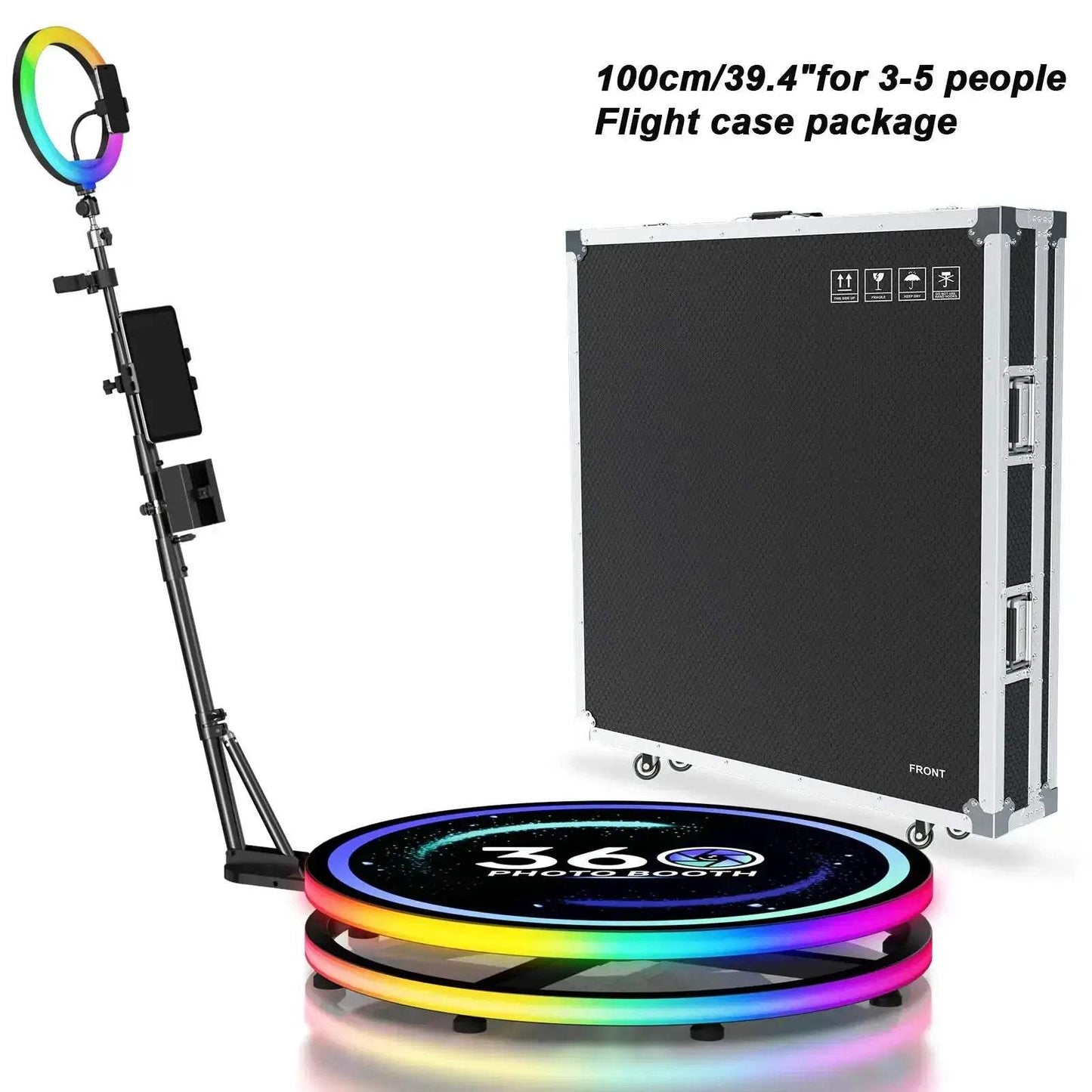Rotating 360 Photo Booth With App Control RGB Ring Light - ToylandEU