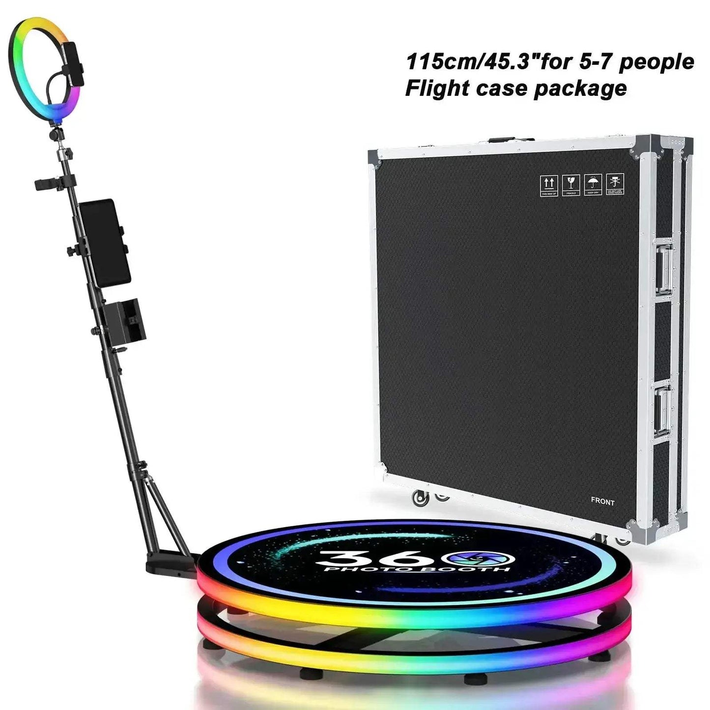 Rotating 360 Photo Booth With App Control RGB Ring Light - ToylandEU